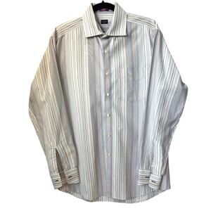 Paul Smith London Men’s Dress Shirt Size 17/43 Blue Striped Made in Italy